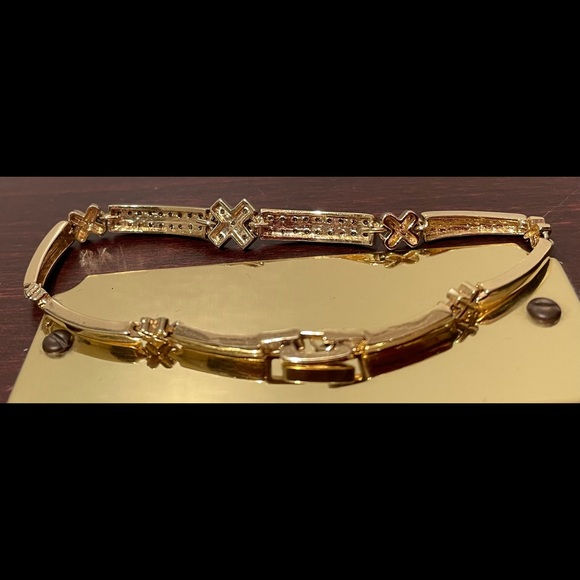 Gold Plated & Simulated Diamond Bracelet - Picture 7 of 11